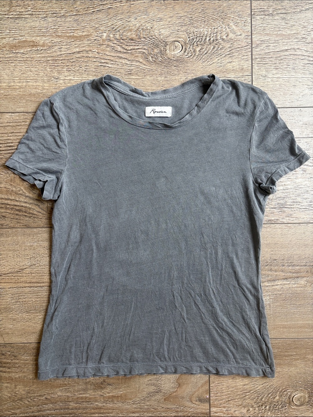 Rowan Tyler Slub 100% Cotton Crewneck Short Sleeve Tee in Faded Black Grey